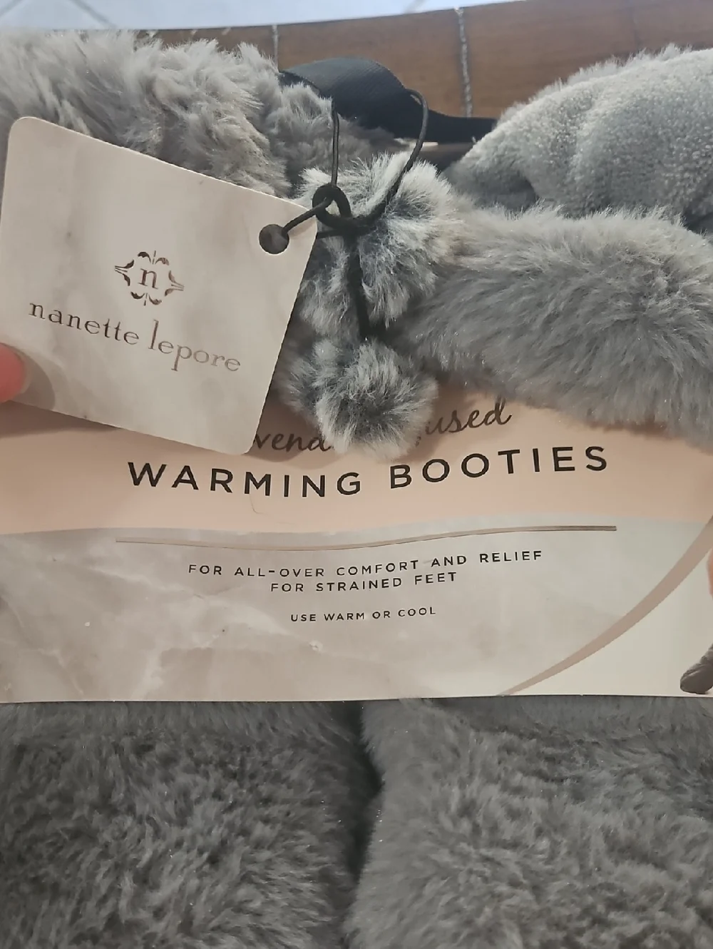 Nanette Lepore Plush Foot Warmers in Gray One Size - Picture 3 of 3